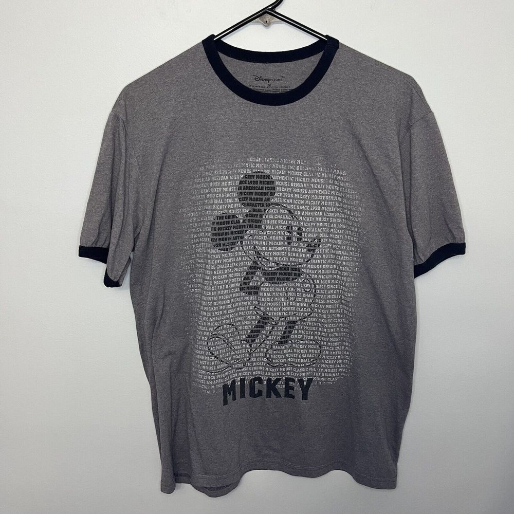 Mickey Mouse Mens Graphic Disney T Shirt Gray Short Sleeve Medium Spell Out VGC